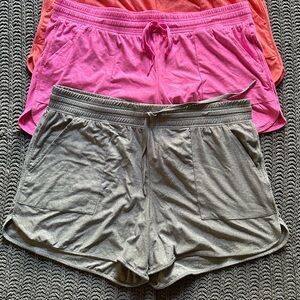 Athletic shorts.Pink, grey, orange.Size 16-18 (XL).Super cute and comfy.
